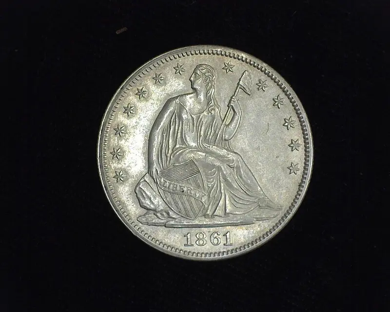 1861 Liberty Seated Half Dollar AU - US Coin