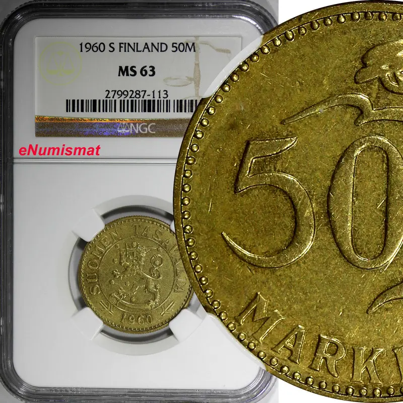 Finland 1960 S 50 Markkaa NGC MS63 KEY DATE Mintage-110,000 SCARCE KM# 40