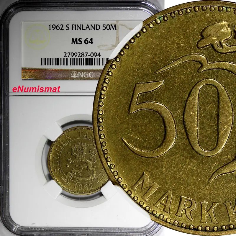 Finland 1962 S 50 Markkaa NGC MS64 Better Date Mintage-405,000 KM# 40 (094)