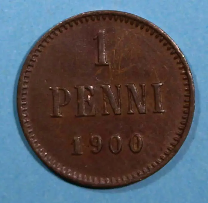 Finland Russia Nicholas II Copper 1900 Penni KM# 13