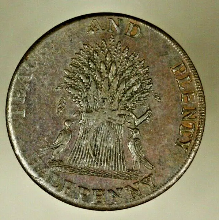Great Britain Dublin 1/2 Penny Conder Token (1794)  AU  -  SCARCE !!!  A751