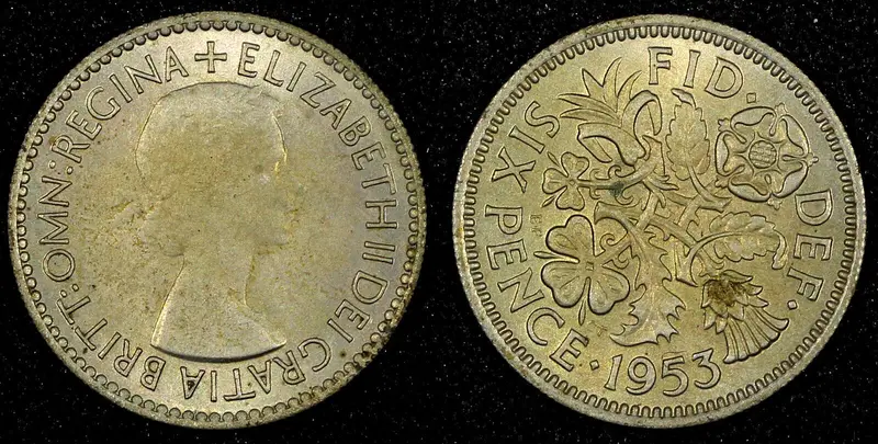GREAT BRITAIN Elizabeth II 1953 6 Pence 1 Year Type UNC Toned KM# 889 (26 792)