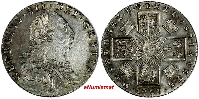 Great Britain George III (1760-1820) Silver 1787 6 Pence SCARCE aUNC KM# 606.2