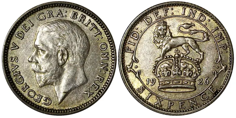 Great Britain George V (1910-1936) Silver 1926 6 Pence aUNC KM# 828 (21 271)