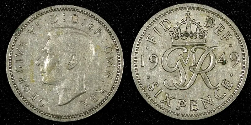 Great Britain George VI  1949 6 Pence KM# 862 (26 936)