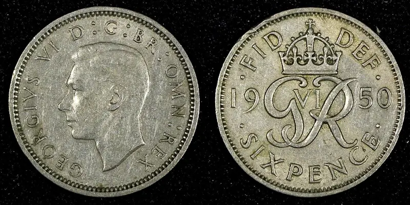 Great Britain George VI 1950 6 Pence KM# 875 (27 388)