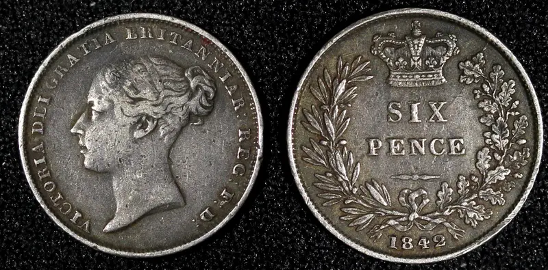 Great Britain Victoria Silver 1842 6 Six Pence Mintage-601, 901 KM# 733.1  (108)