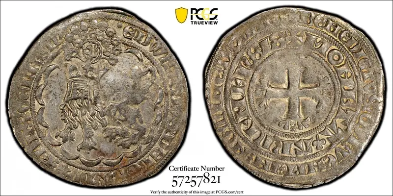 Netherlands Gelderland Edward 1361-1371 Silver Double Groot PCGS AU53 TOP GRADED