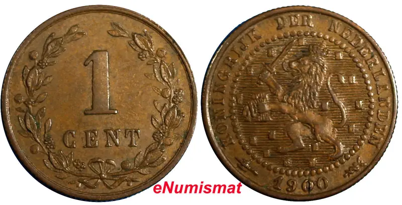 Netherlands Wilhelmina I Bronze 1900 1 Cent KM# 107 (6457)