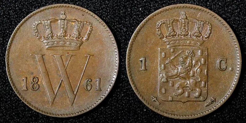 Netherlands William III Copper 1861 1 Cent KM# 100 (27 751)