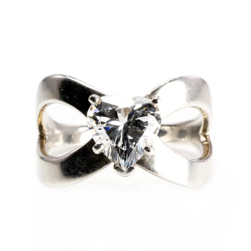 Silver and Heart Cubic Zirconia Ring