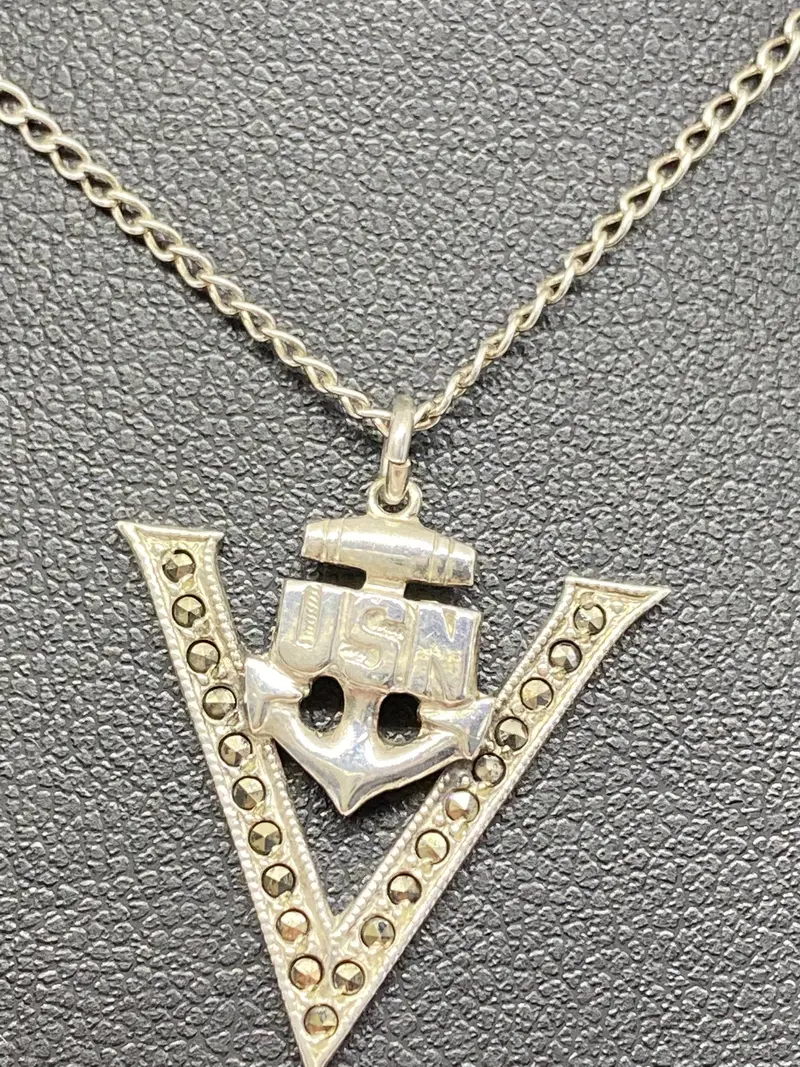 Sterling Silver USN Veteran Necklace