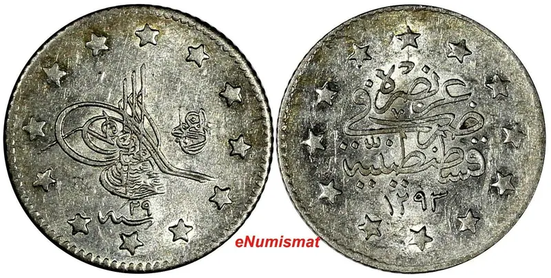 Turkey  Abdul Hamid II Silver AH1293//29 (1903) Kurush aUNC KM# 735 (18 162)