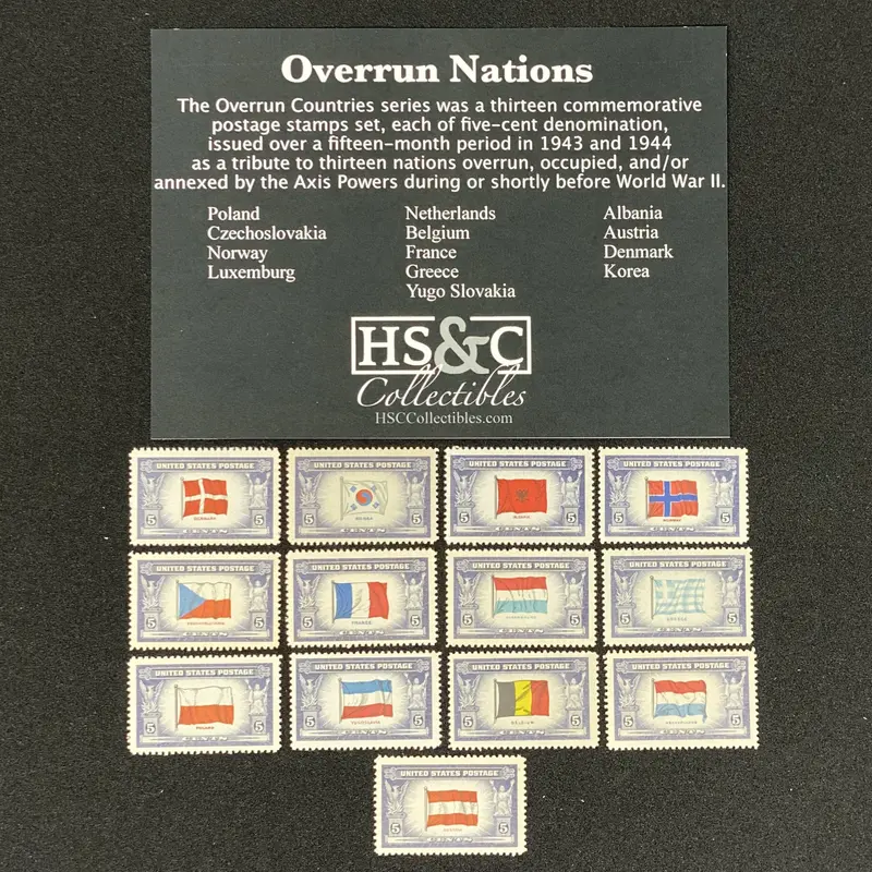 USPS 1943-1944 Overrun Nations Issue Stamp Collection Gift Set US Stamp